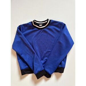In Style Womens Royal Blue Quilted Diamond Pullover Sweatshirt Size Large B-2035